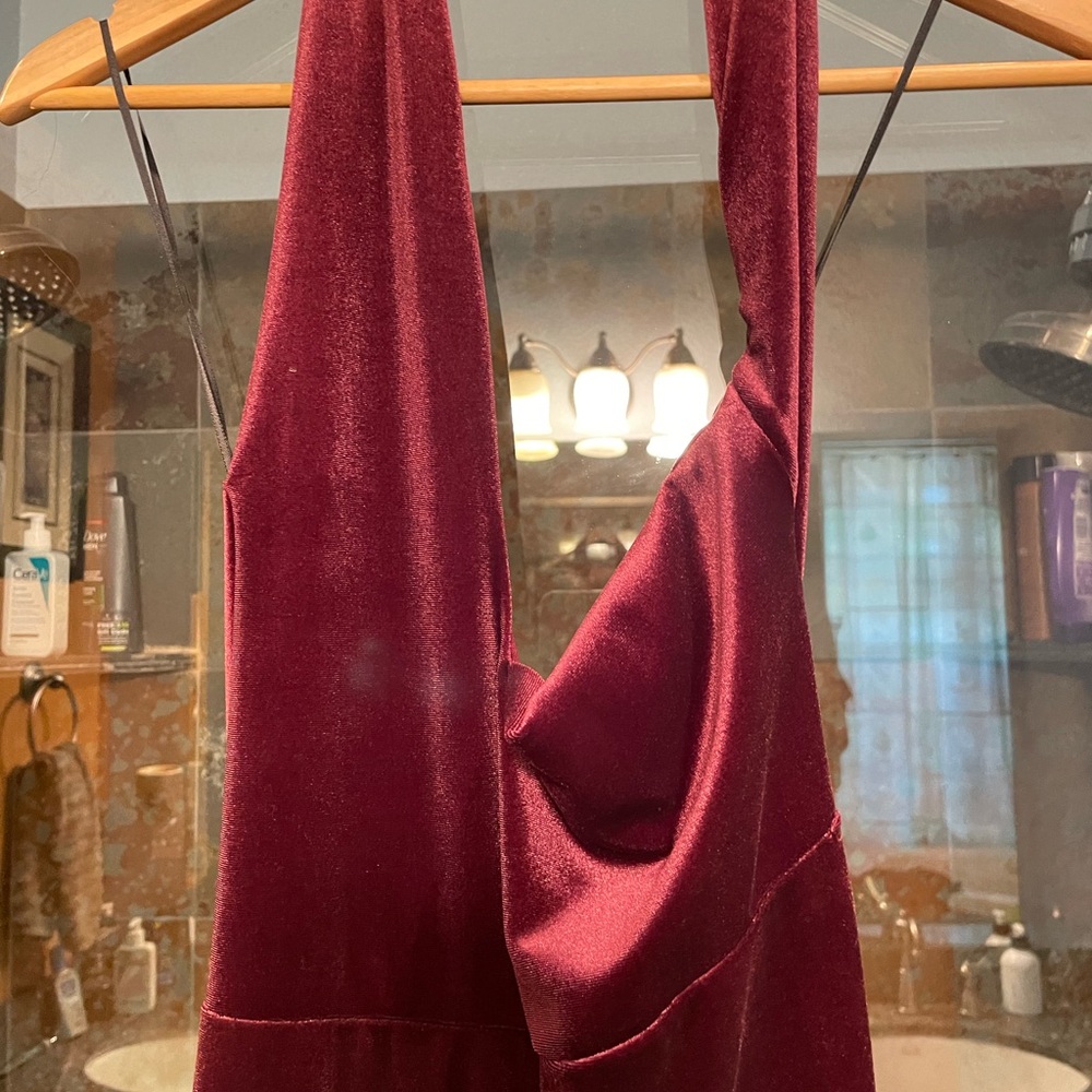Elegant Burgundy Velvet Dress